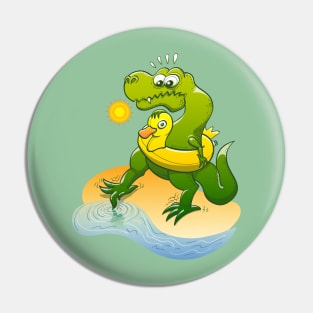 Timorous Tyrannosaurus Rex dipping a toe in water Pin