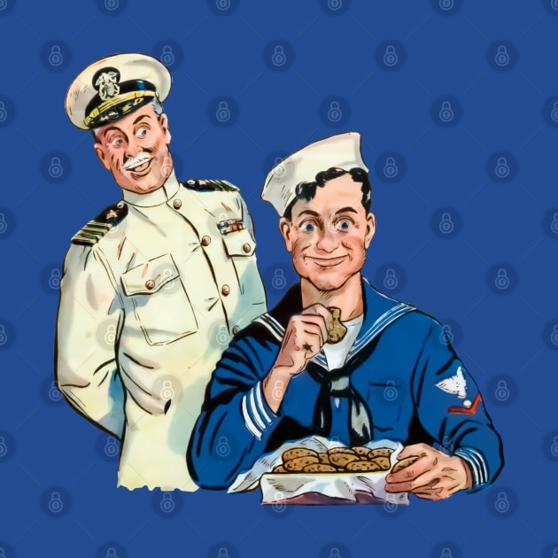 Funny Marine Eating Cookies Military Uniform Retro Comic Old Vintage Cartoon by REVISTANGO