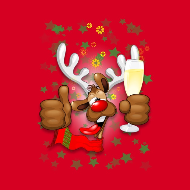 Reindeer Drunk Funny Christmas Character by BluedarkArt