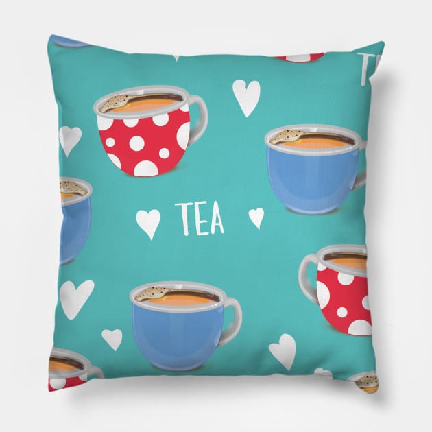 I love drinking tea Pillow by nickemporium1