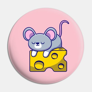 Cute Mouse Sleeping On The Cheese Pin