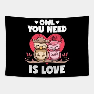 Owl You Need Is Love Adorable Owl Puns Couple Valentines Day Tapestry