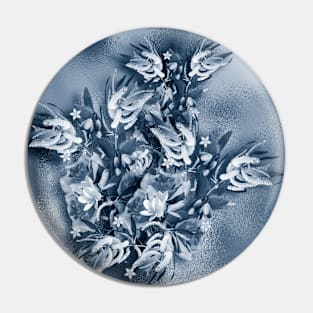 Beautiful flower bouquet on a rippled deep blue background Pin