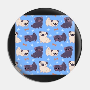 Blue Pug Pattern Pin