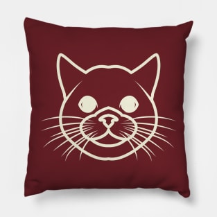 Lineart Cute Cat Face Pillow