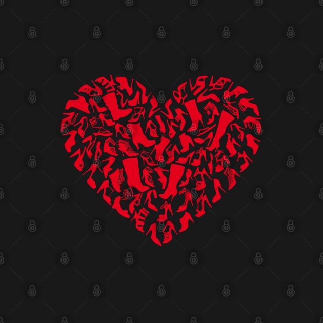 Red heart with shoe silhouettes by beakraus