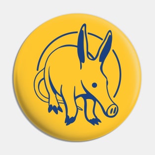 Stylized, minimal art of an marvelous Aardvark in blue Pin