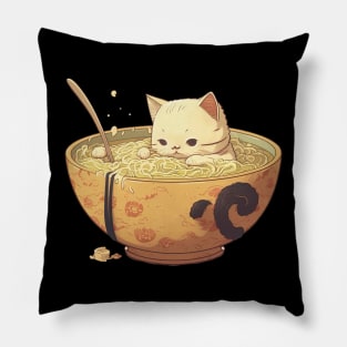 Japanese Kawaii Neko Kitty Ramen Bowl Pillow