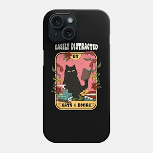 Easily distracted by cats and books Phone Case