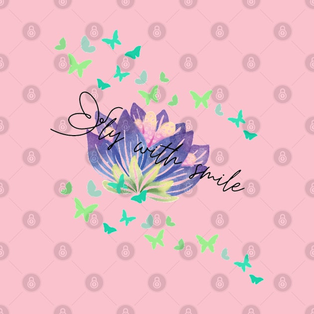 Butterflies fly around Batik flower by  Suchalee