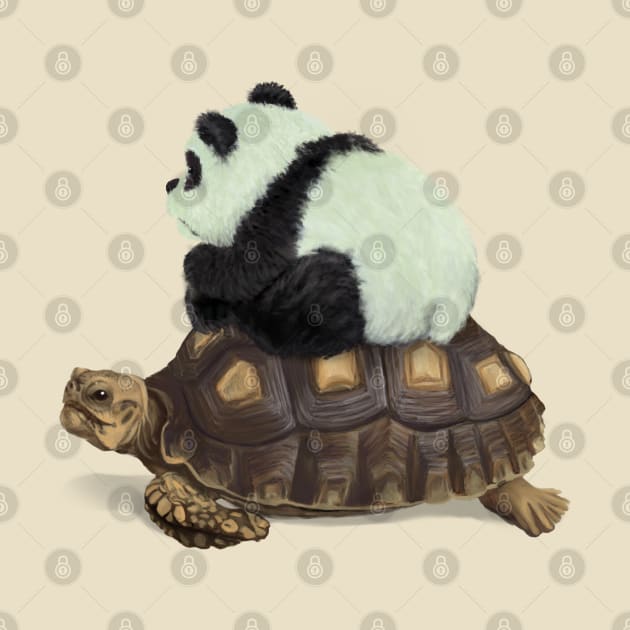 Tiny Panda Riding Tortoise by CandieFX 