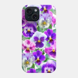 Colorful Violets Pansy Flower Pattern Phone Case