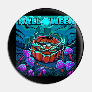 halloween with pumpkin monsters glowing mushrooms perfect shirt printing Pin