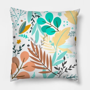 illustration of abstract colored flower with closed opened blossom leaves seamless pattern Pillow