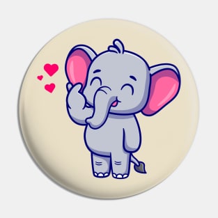 Cute Elephant With love Sign Hand Cartoon Pin