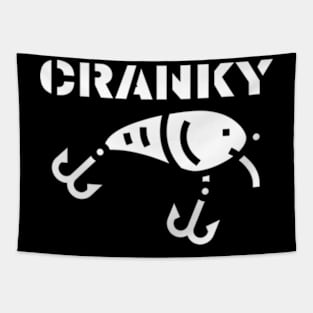 Funny Cranky - Crankbait Fishing Lure Humor Fishermen Meme T-Shirt Tapestry