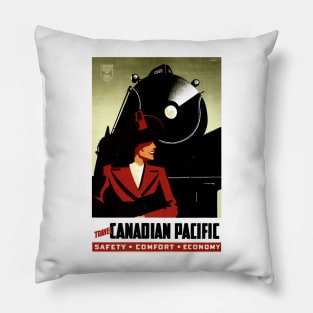 Travel Canadian Pacific Safety Comfort Economy Vintage Railway Pillow