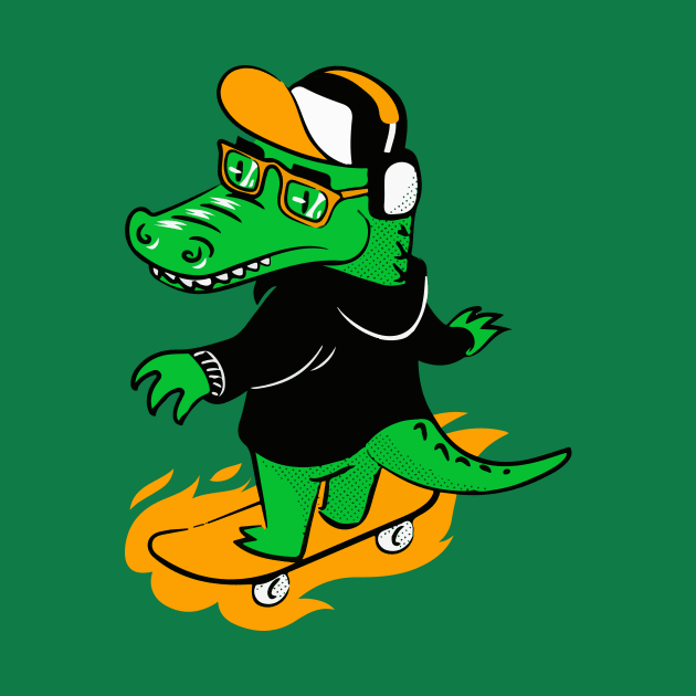 Hip Skater Gator on Skateboard by SLAG_Creative