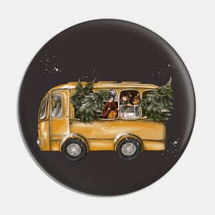 Christmas bus Pin