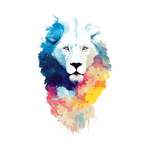 Lion Wild Nature Animal Colors Art Paint by Cubebox
