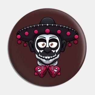 Mexican Sugar Skull Man Face Pin