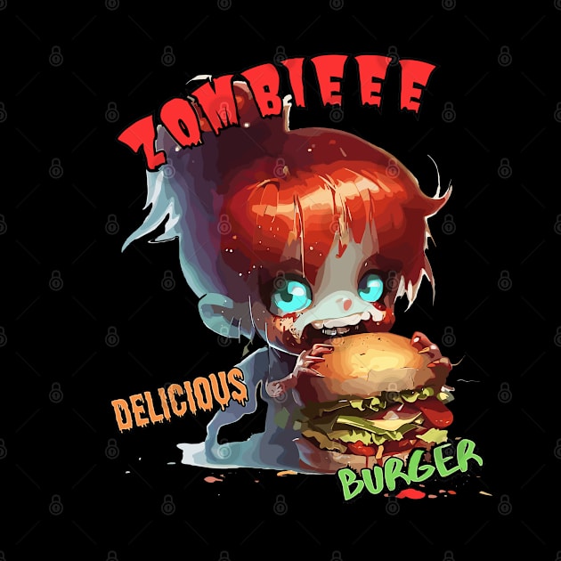 Zombie delicious burger, zomburger, zombie burger by TomFrontierArt