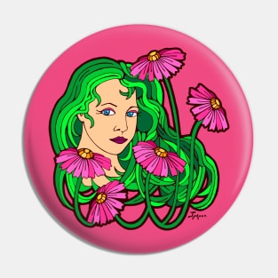 Pink Floral Garden Girl Pin