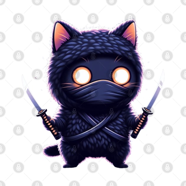 Stealthy Whiskered Warrior Ninja Cat by Divineshopy