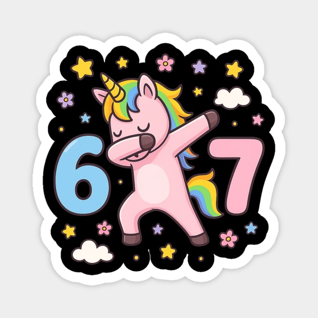 67 Meme Unicorn Girl Six Seven Brainrot Cute Gen Alpha Design Magnet by ArtistTee ⭐⭐⭐⭐⭐