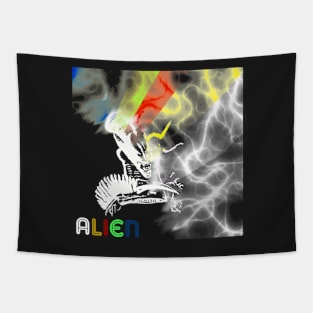 Alien retro rainbows Tapestry