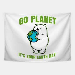 Go Planet It's Your Earth Day Polar Bear Tapestry