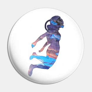 Clothos - Space Girl Floating White Background Pin