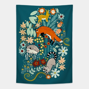 Textured Woodland Creatures Tapestry