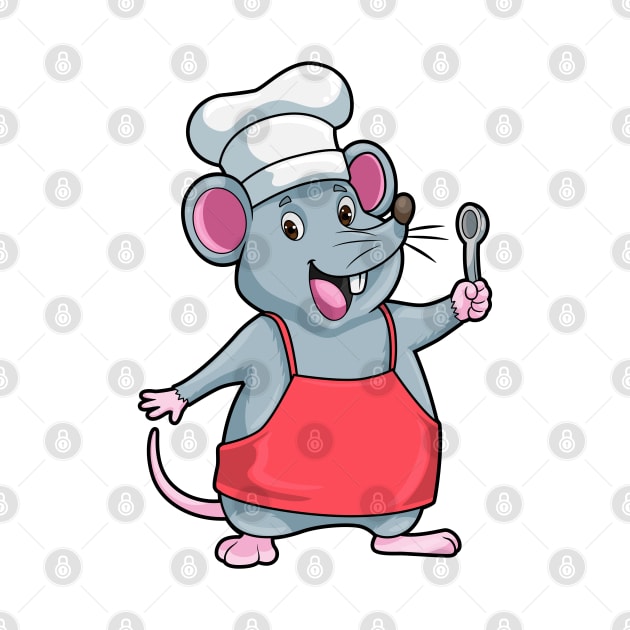 Rat as Chef with Cooking apron & Wooden spoon by Markus Schnabel