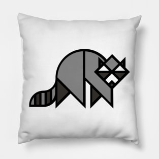 Geometric Raccoon Cartoon Pillow