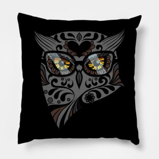 Owl With Hipster Glasses Pillow