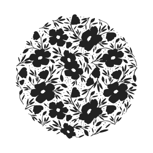 Black and white floral pattern T-Shirt