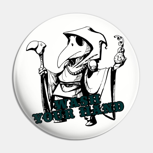 Plague Doctor Says Wash Your Hands Pin by Cartel