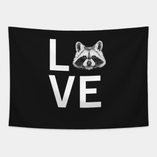 LOVE Raccoon Tapestry