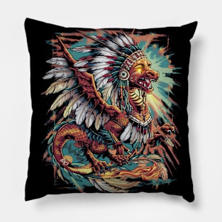 Native American tribal dragon Pillow