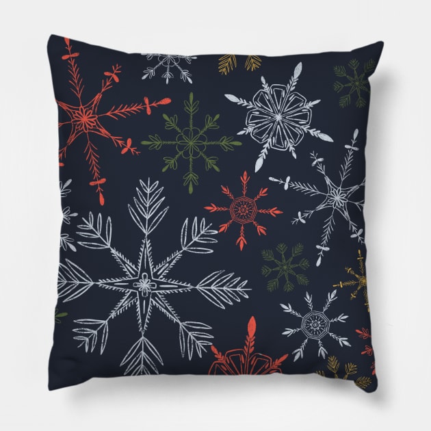 Christmas Snowflakes Pillow by Maddyslittlesketchbook