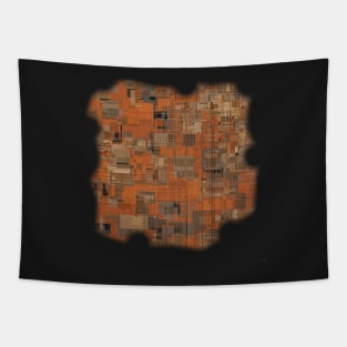 Rust-colored Pattern with Random Shapes and Lines Tapestry
