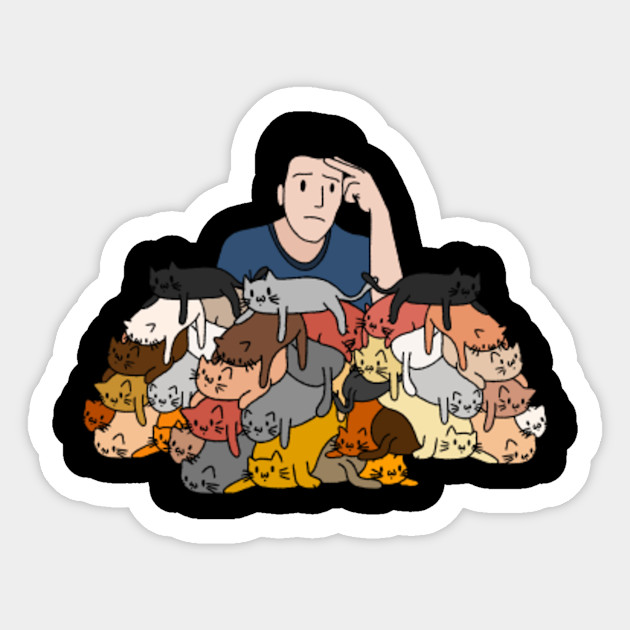 A Guy With A Bunch Of Cats Cat Sticker Teepublic