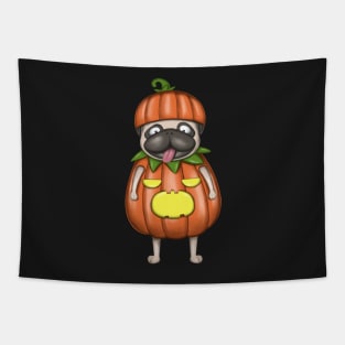 Funny Pug In Pumpkin Costume Tapestry