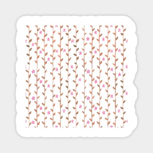 Watercolor Floral Vines Pattern - Coral & Blush Pink Magnet