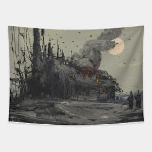 Burning house Tapestry