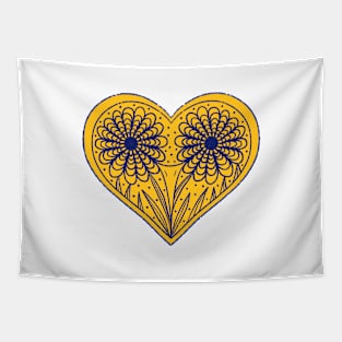 Love yellow flowers heart on white background Tapestry