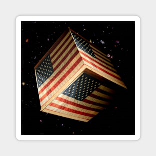 American Flag Cube in Space Magnet