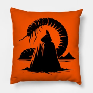 Hooded Figure in Desert Pillow