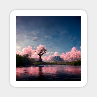 Japanese Sakura Cherry Blossom Trees Landscape #5 Magnet